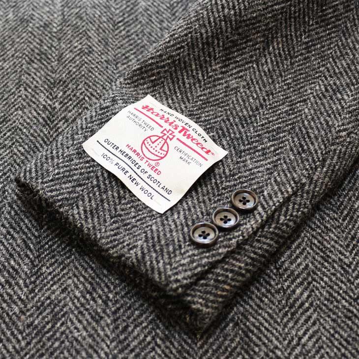 ハリスツイード コート 2023-24 新作 秋冬 英国 Harris Tweed 灰グレー杢 ヘリンボーン杉綾織 ステンカラーコート｜decte｜09