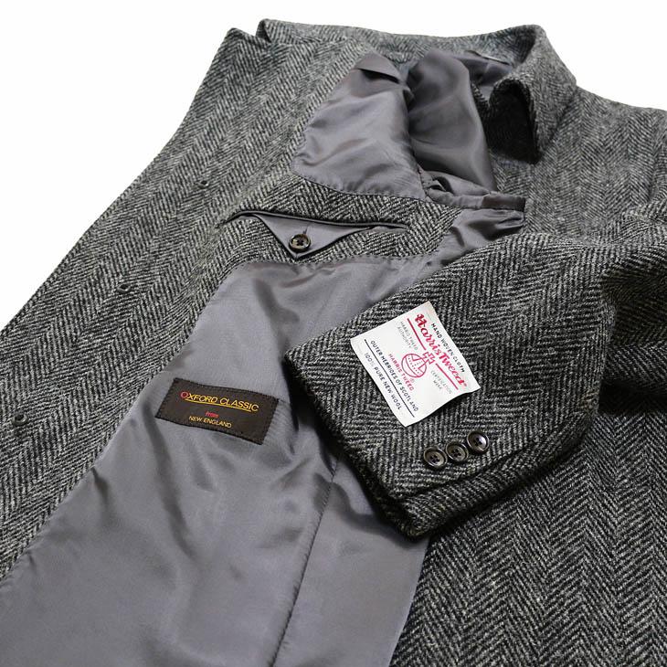 ハリスツイード コート 2023-24 新作 秋冬 英国 Harris Tweed 灰グレー杢 ヘリンボーン杉綾織 ステンカラーコート｜decte｜10