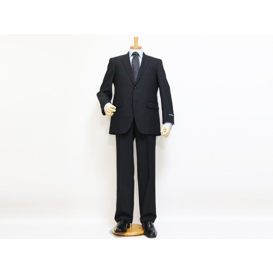 スーツ メンズ 2018 春夏 新品 ALAIN DELON アランドロン 黒ブラック織柄シャドーストライプ  2つボタン ビジネススーツ (AB/BB/E体) やや細め J09-2B | アラン・ドロン | 01