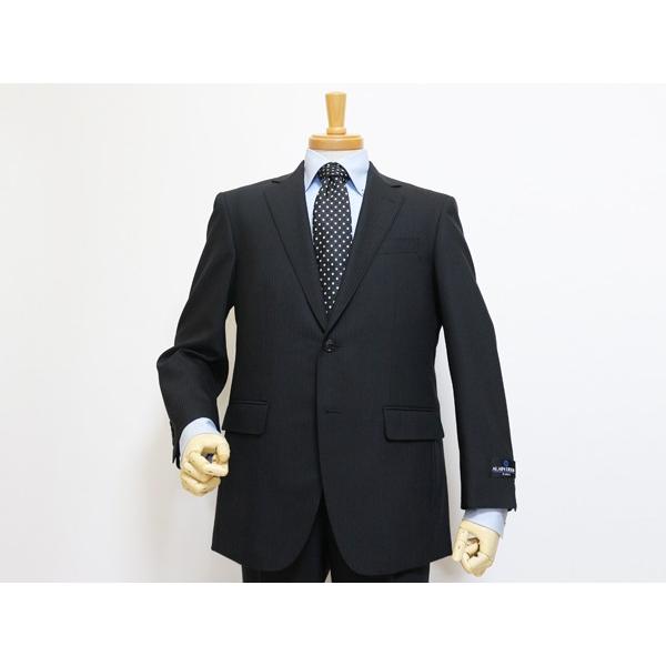 スーツ メンズ 2018 春夏 新品 ALAIN DELON アランドロン 黒ブラック織柄シャドーストライプ  2つボタン ビジネススーツ (AB/BB/E体) やや細め J09-2B | アラン・ドロン | 02