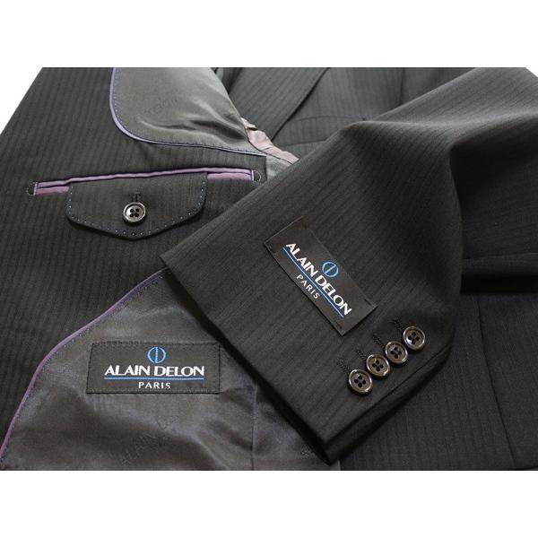 スーツ メンズ 2018 春夏 新品 ALAIN DELON アランドロン 黒ブラック織柄シャドーストライプ  2つボタン ビジネススーツ (AB/BB/E体) やや細め J09-2B｜decte｜06