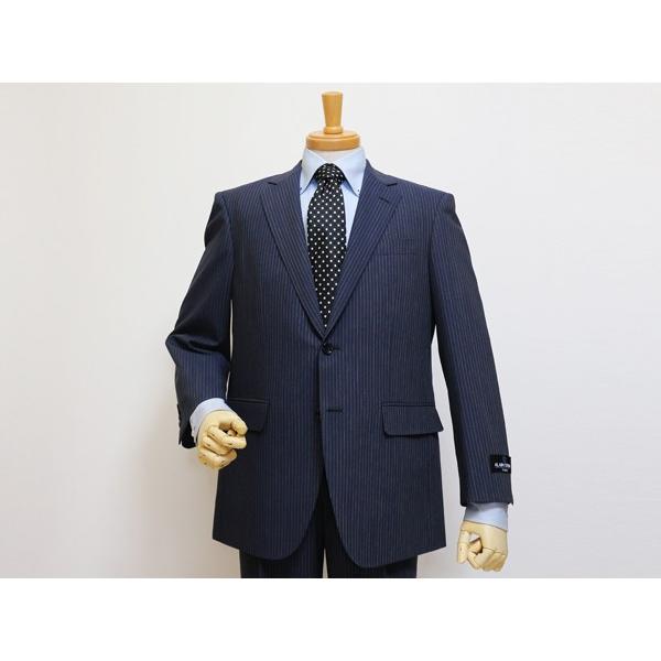 スーツ メンズ 2018 春夏 新品 ALAIN DELON アランドロン 濃紺ネイビー  5.5mmストライプ 360度ストレッチ 2つボタン ビジネススーツ (AB/BB体) やや細め J09-2B | アラン・ドロン | 02