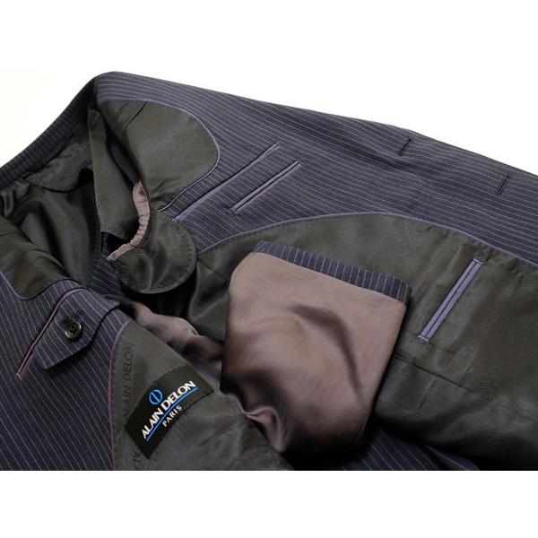 スーツ メンズ 2018 春夏 新品 ALAIN DELON アランドロン 濃紺ネイビー  5.5mmストライプ 360度ストレッチ 2つボタン ビジネススーツ (AB/BB体) やや細め J09-2B | アラン・ドロン | 06