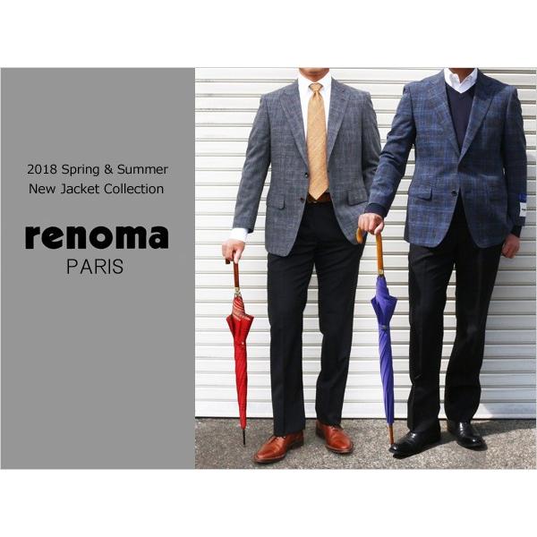 ジャケット テーラード ブレザー 2018 春夏新作 renoma レノマ paris パリス 麻-100％素材風  かすり調グレー杢２色 メンズテーラード  (AB/BB体) やや細め | renoma