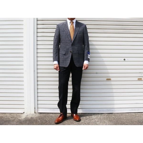 ジャケット テーラード ブレザー 2018 春夏新作 renoma レノマ paris パリス 麻-100％素材風  かすり調グレー杢２色 メンズテーラード  (AB/BB体) やや細め | renoma | 01