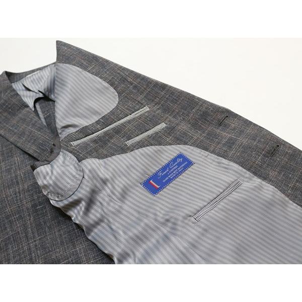 ジャケット テーラード ブレザー 2018 春夏新作 renoma レノマ paris パリス 麻-100％素材風  かすり調グレー杢２色 メンズテーラード  (AB/BB体) やや細め | renoma | 07