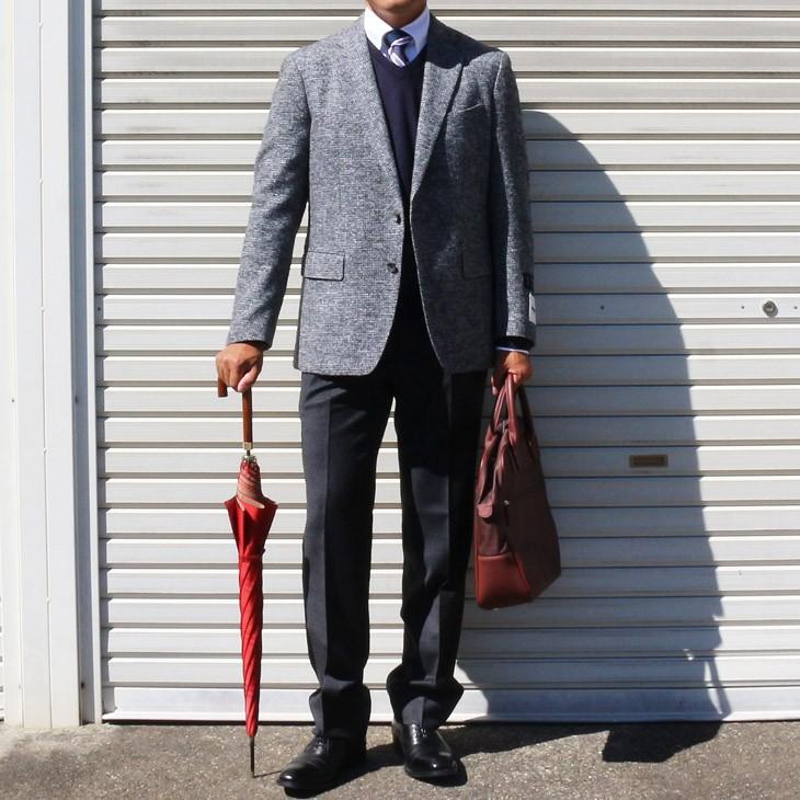 ジャケット テーラード ブレザー 2018-19 秋冬新作 renoma レノマ paris パリス ツイード風 ブークレ素材 淡系グレー杢 小柄チェック (AB/BB体) やや細め | renoma | 01