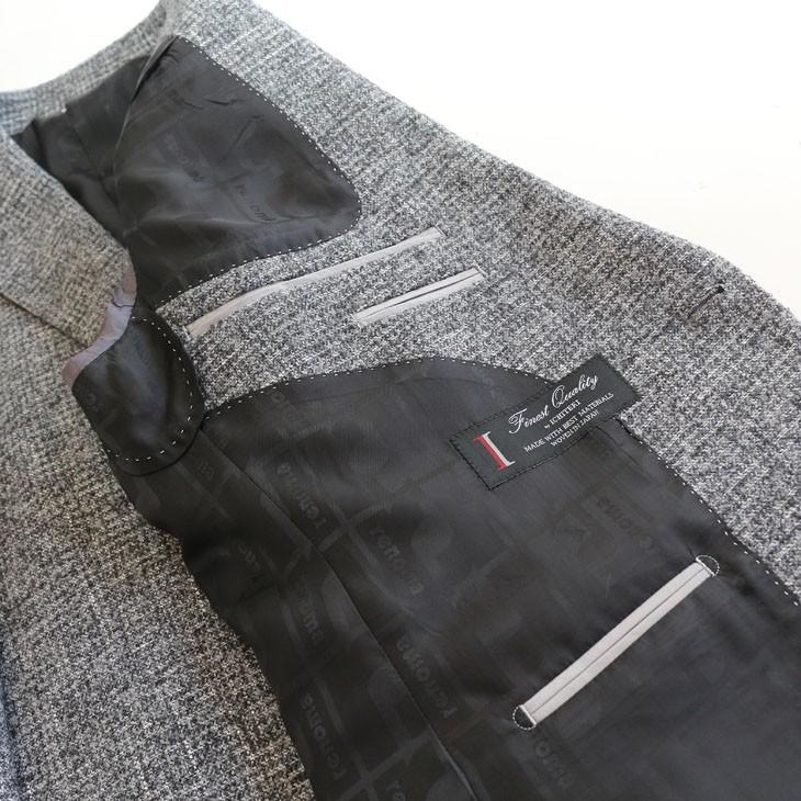 ジャケット テーラード ブレザー 2018-19 秋冬新作 renoma レノマ paris パリス ツイード風 ブークレ素材 淡系グレー杢 小柄チェック (AB/BB体) やや細め | renoma | 12