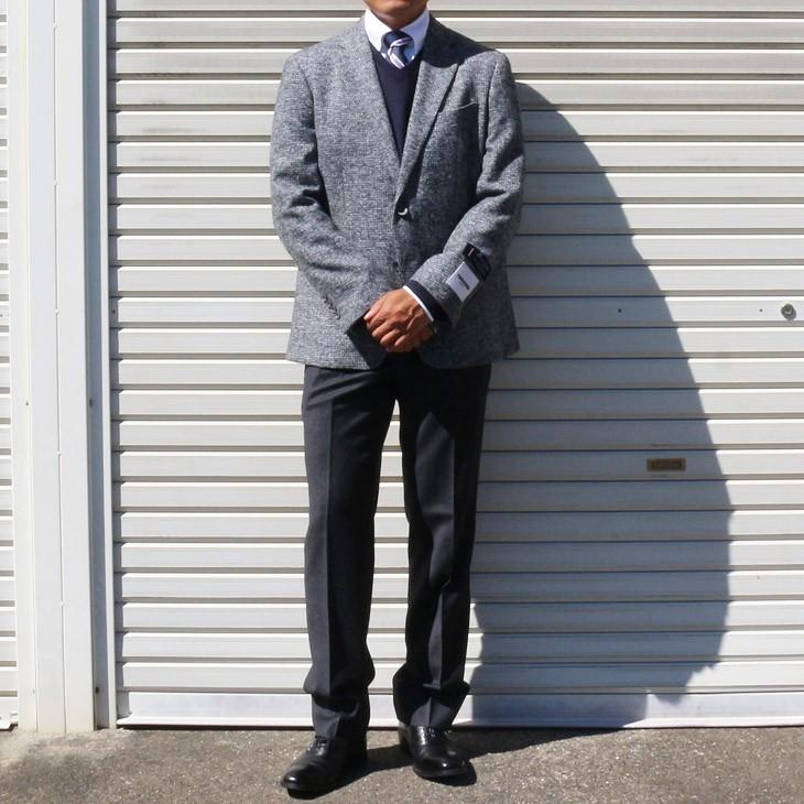 ジャケット テーラード ブレザー 2018-19 秋冬新作 renoma レノマ paris パリス ツイード風 ブークレ素材 淡系グレー杢 小柄チェック (AB/BB体) やや細め | renoma | 02