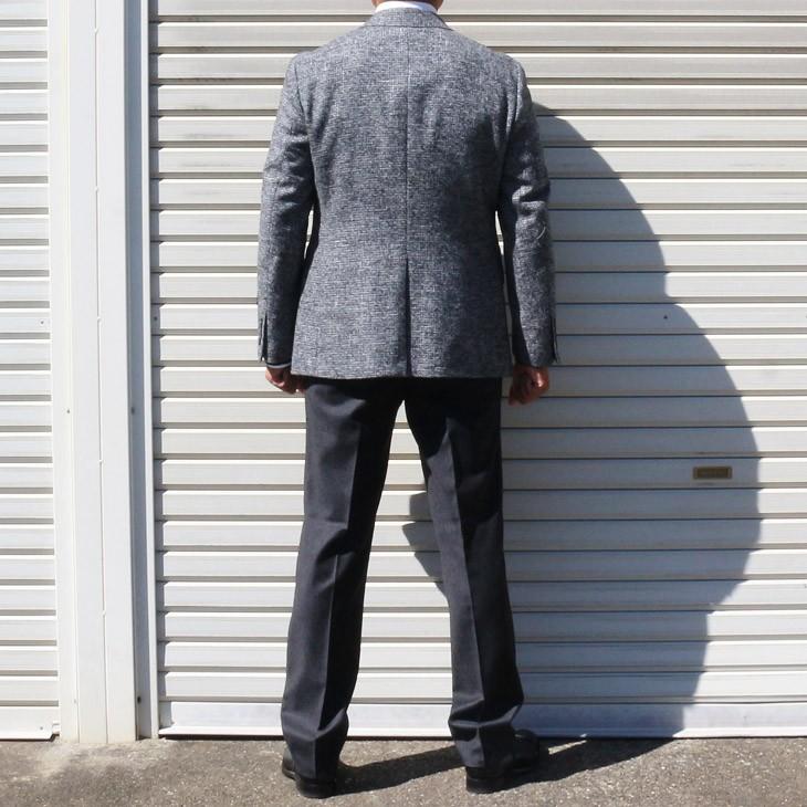 ジャケット テーラード ブレザー 2018-19 秋冬新作 renoma レノマ paris パリス ツイード風 ブークレ素材 淡系グレー杢 小柄チェック (AB/BB体) やや細め | renoma | 07