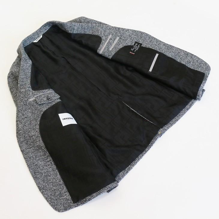 ジャケット テーラード ブレザー 2018-19 秋冬新作 renoma レノマ paris パリス ツイード風 ブークレ素材 淡系グレー杢 小柄チェック (AB/BB体) やや細め | renoma | 09