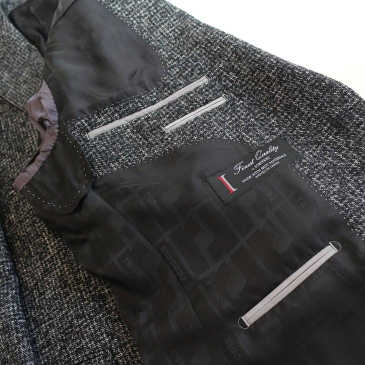 ジャケット テーラード ブレザー 2018-19 秋冬新作 renoma レノマ paris パリス ツイード風 ブークレ素材 やや濃灰グレー杢 小柄チェック (AB/BB体) やや細め | renoma | 12