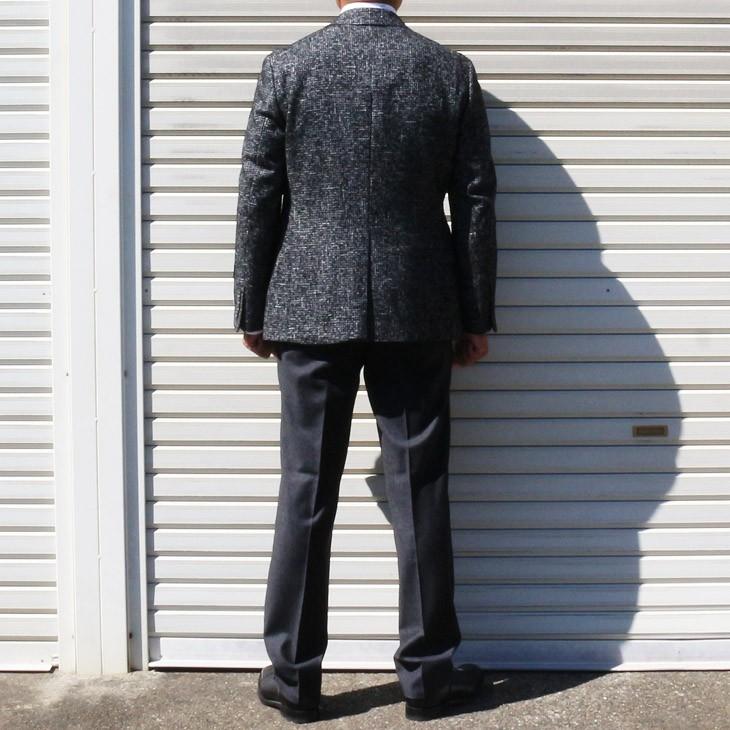 ジャケット テーラード ブレザー 2018-19 秋冬新作 renoma レノマ paris パリス ツイード風 ブークレ素材 やや濃灰グレー杢 小柄チェック (AB/BB体) やや細め | renoma | 07