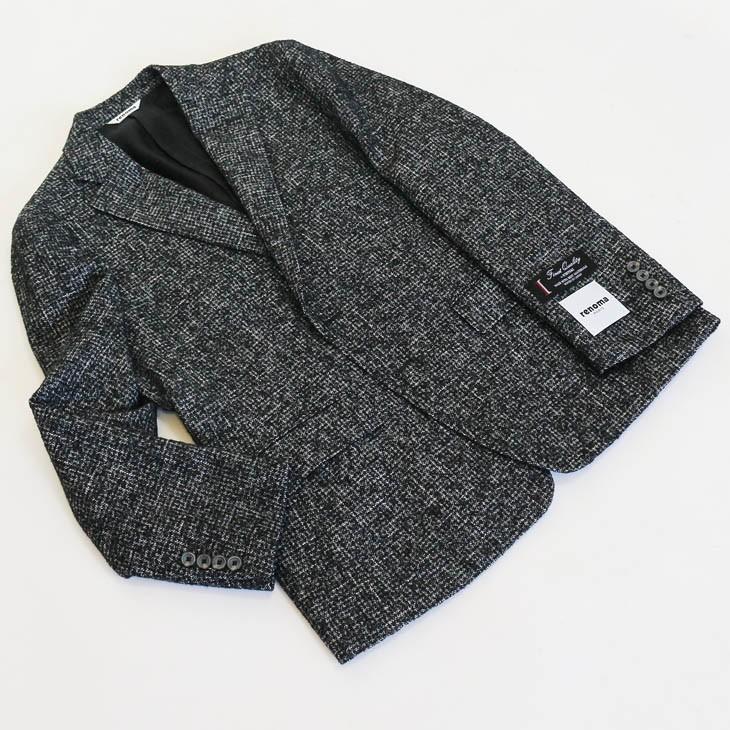ジャケット テーラード ブレザー 2018-19 秋冬新作 renoma レノマ paris パリス ツイード風 ブークレ素材 やや濃灰グレー杢 小柄チェック (AB/BB体) やや細め | renoma | 08