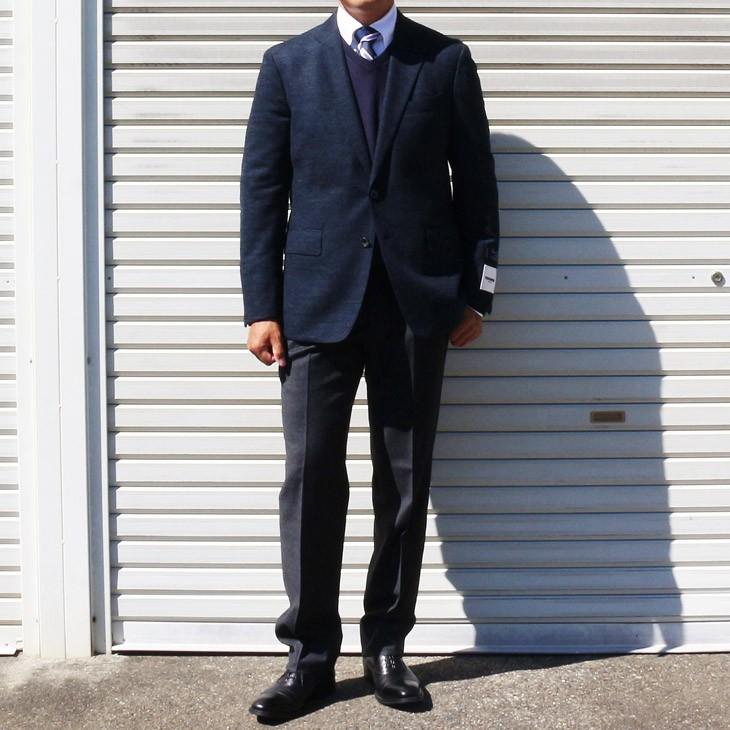 ジャケット テーラード ブレザー 2018-19 秋冬新作 renoma レノマ paris パリス 濃紺ネイビー杢 無地系 ニット素材 ジャケット (AB/BB体) やや細め | renoma | 01