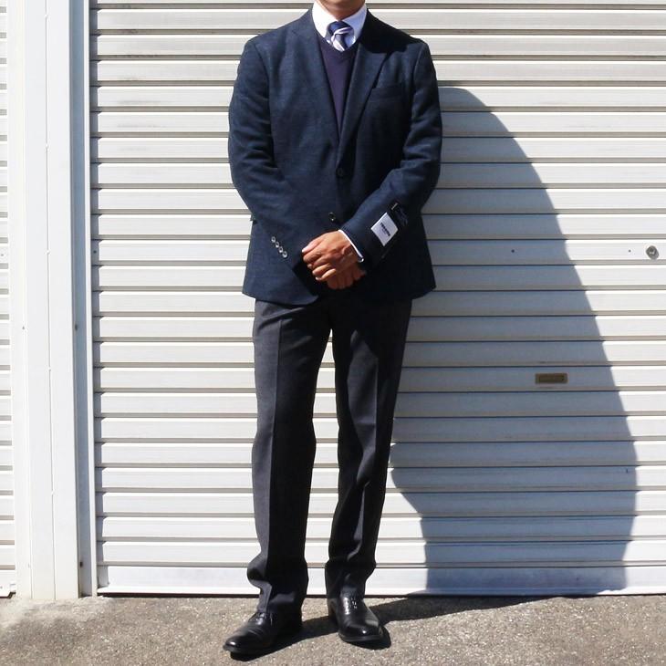 ジャケット テーラード ブレザー 2018-19 秋冬新作 renoma レノマ paris パリス 濃紺ネイビー杢 無地系 ニット素材 ジャケット (AB/BB体) やや細め | renoma | 02