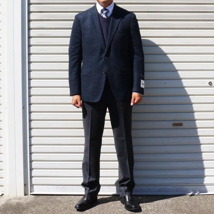 ジャケット テーラード ブレザー 2018-19 秋冬新作 renoma レノマ paris パリス 濃紺ネイビー杢 無地系 ニット素材 ジャケット (AB/BB体) やや細め | renoma | 04