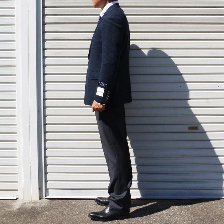 ジャケット テーラード ブレザー 2018-19 秋冬新作 renoma レノマ paris パリス 濃紺ネイビー杢 無地系 ニット素材 ジャケット (AB/BB体) やや細め | renoma | 05