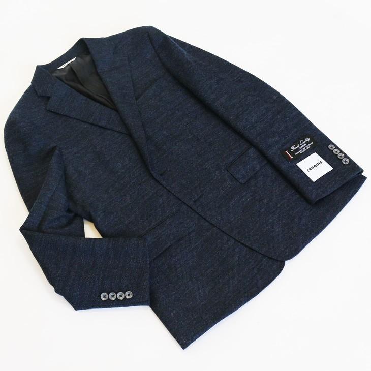 ジャケット テーラード ブレザー 2018-19 秋冬新作 renoma レノマ paris パリス 濃紺ネイビー杢 無地系 ニット素材 ジャケット (AB/BB体) やや細め | renoma | 07