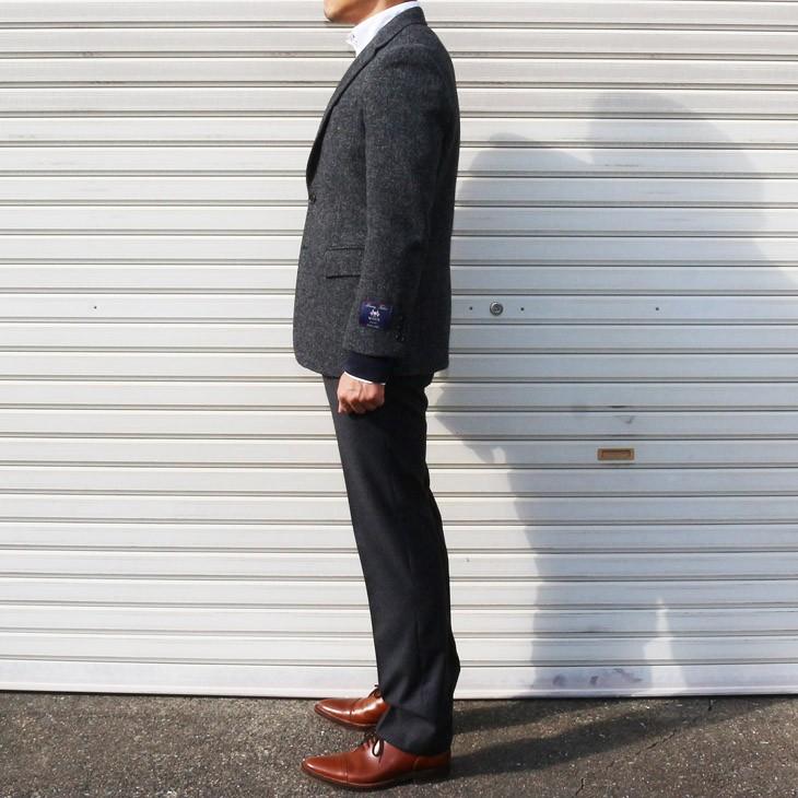 ジャケット テーラード ブレザー 秋冬 新品 英国 MOON ムーン ツイード 灰グレー無地系杢 2つボタン ジャケット (AB/BB体) やや細め |  | 03