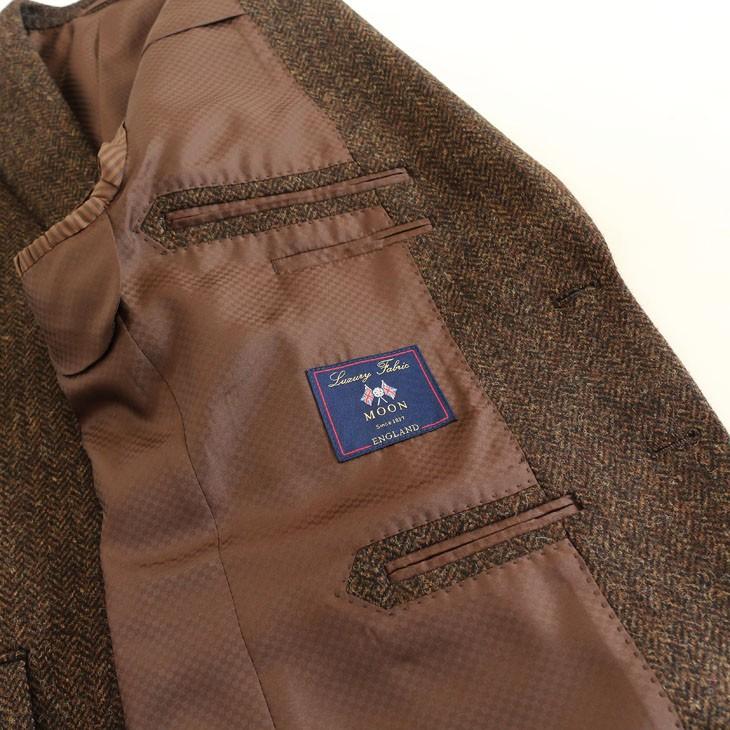 ジャケット テーラード ブレザー 2018-19 新作秋冬 新品 英国 MOON ムーン ツイード 茶ブラウン杢 ヘリンボーン 2つボタン ジャケット (AB/BB体) やや細め |  | 10