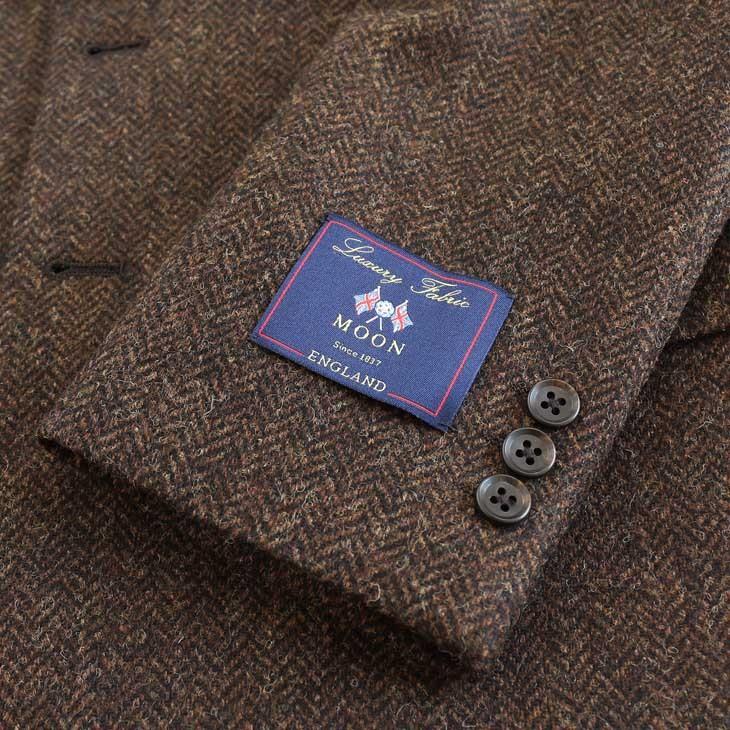 ジャケット テーラード ブレザー 2018-19 新作秋冬 新品 英国 MOON ムーン ツイード 茶ブラウン杢 ヘリンボーン 2つボタン ジャケット (AB/BB体) やや細め |  | 11