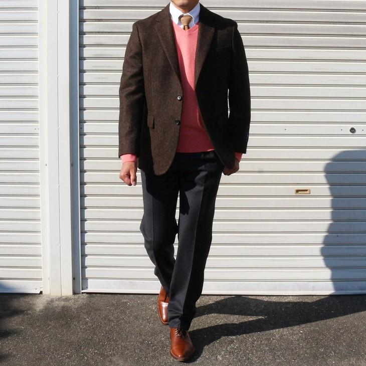 ジャケット テーラード ブレザー 2018-19 新作秋冬 新品 英国 MOON ムーン ツイード 茶ブラウン杢 ヘリンボーン 2つボタン ジャケット (AB/BB体) やや細め |  | 02