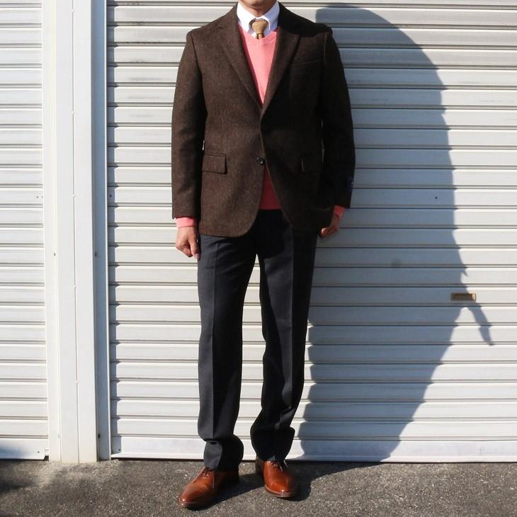 ジャケット テーラード ブレザー 2018-19 新作秋冬 新品 英国 MOON ムーン ツイード 茶ブラウン杢 ヘリンボーン 2つボタン ジャケット (AB/BB体) やや細め |  | 03