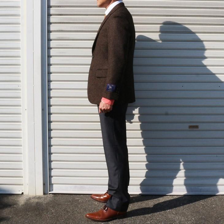 ジャケット テーラード ブレザー 2018-19 新作秋冬 新品 英国 MOON ムーン ツイード 茶ブラウン杢 ヘリンボーン 2つボタン ジャケット (AB/BB体) やや細め |  | 04