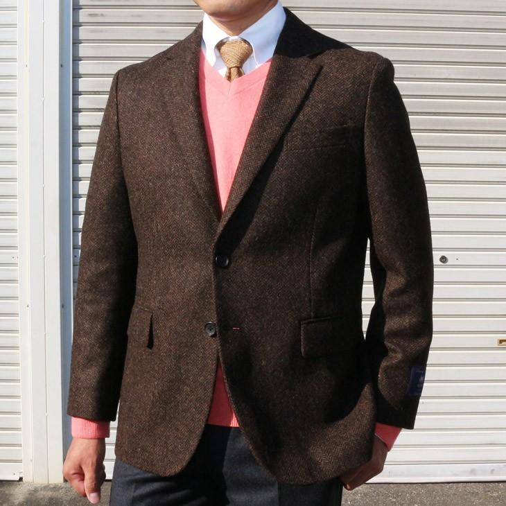 ジャケット テーラード ブレザー 2018-19 新作秋冬 新品 英国 MOON ムーン ツイード 茶ブラウン杢 ヘリンボーン 2つボタン ジャケット (AB/BB体) やや細め |  | 07