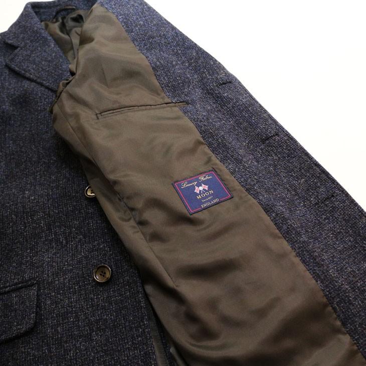 ツイード メンズ チェスターコート 2018-19 新作秋冬 英国 MOON ムーン TWEED ネイビーブルー杢 無地系 シングル 3つボタン チェスターコート |  | 09