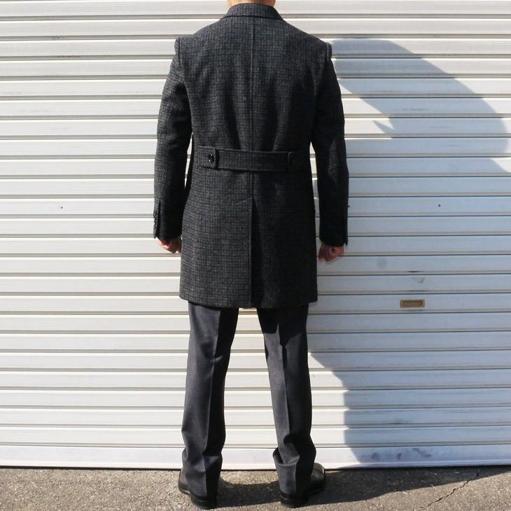 ツイード メンズ チェスターコート 新品秋冬 英国 MOON ムーン TWEED 灰グレー杢 チェック小柄 シングル 3つボタン チェスターコート |  | 03