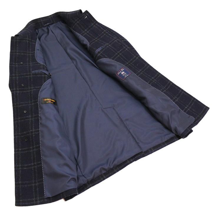 ツイード メンズ ステンカラーコート 新品秋冬 英国 MOON ムーン TWEED ネイビー大柄チェック ステンカラーコート |  | 07