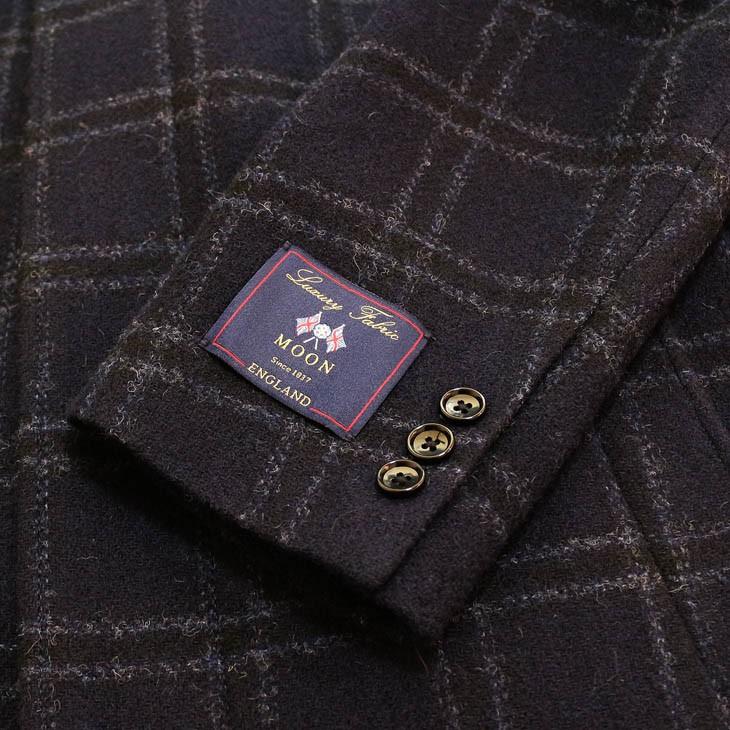 ツイード メンズ ステンカラーコート 新品秋冬 英国 MOON ムーン TWEED ネイビー大柄チェック ステンカラーコート |  | 08