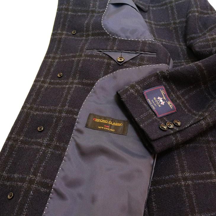 ツイード メンズ ステンカラーコート 新品秋冬 英国 MOON ムーン TWEED ネイビー大柄チェック ステンカラーコート |  | 09