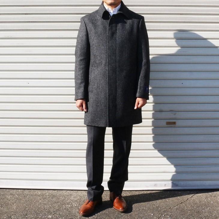 ツイード メンズ ステンカラーコート 2018 19 新作秋冬 英国 Moon