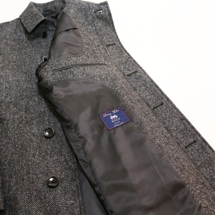ツイード メンズ ステンカラーコート 新品 秋冬 英国 MOON ムーン TWEED 灰グレー 杉綾織 ヘリンボーン ステンカラーコート |  | 11