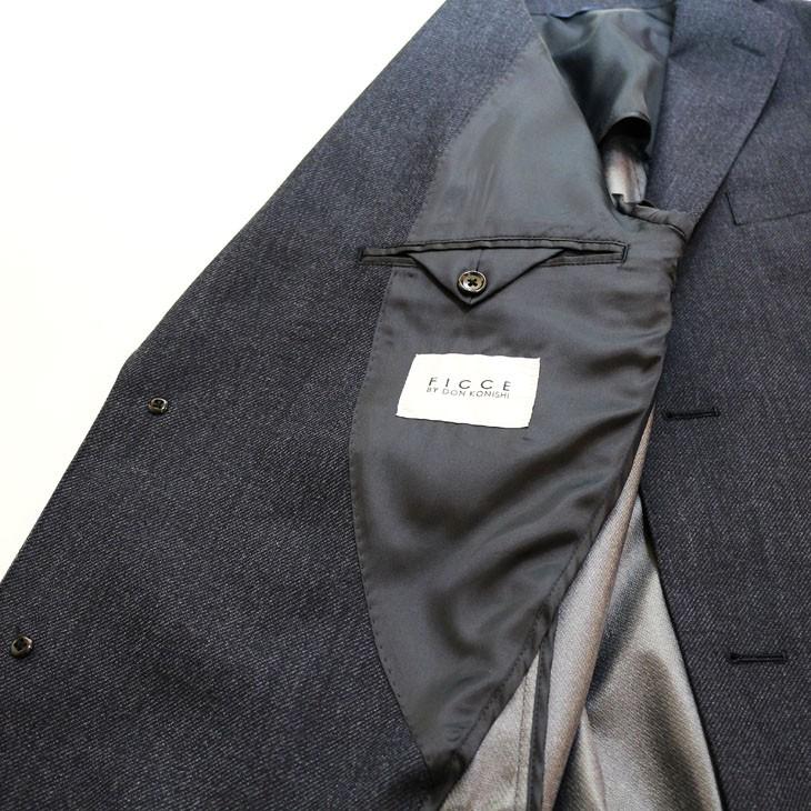 メンズ チェスターコート 2018-19 新作秋冬 ficce フィッチェ 濃紺ネイビー無地系杢 デニム風 クラシコ系 スリム系 ３ボタン段返り シングルチェスターコート |  | 11
