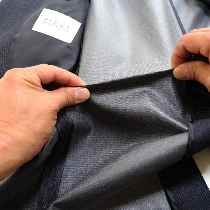 メンズ チェスターコート 2018-19 新作秋冬 ficce フィッチェ 濃紺ネイビー無地系杢 デニム風 クラシコ系 スリム系 ３ボタン段返り シングルチェスターコート |  | 13