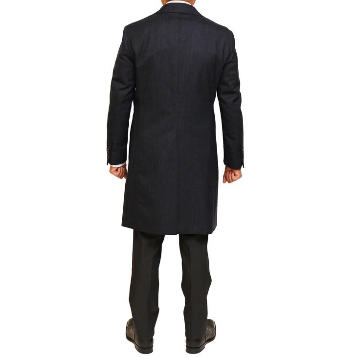 メンズ チェスターコート 2018-19 新作秋冬 ficce フィッチェ 濃紺ネイビー無地系杢 デニム風 クラシコ系 スリム系 ３ボタン段返り シングルチェスターコート |  | 07