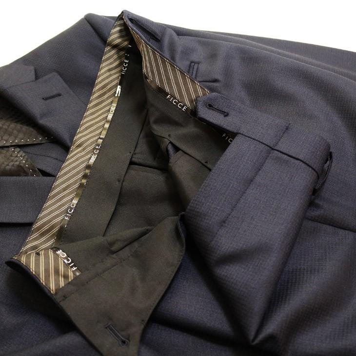 スーツ メンズ 新品 春夏 FICCE フィッチェ 濃紺ネイビー 小織柄 スリーピース （ベスト付き） 2つボタン ナロー系 スリム スーツ  (A/AB/BB体)  fic-400 | FICCE | 15