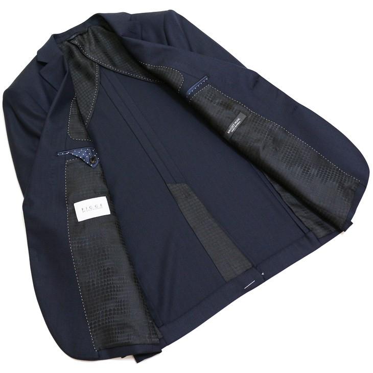 スーツ メンズ 新品 春夏 FICCE フィッチェ 濃紺ネイビー 小織柄 スリーピース （ベスト付き） 2つボタン ナロー系 スリム スーツ  (A/AB/BB体)  fic-400 | FICCE | 09