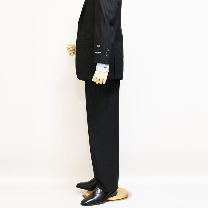 スーツ メンズ 2019 春夏 新作 ALAIN DELON アランドロン 黒ブラック 9.5mm ストライプ 2つボタン ビジネススーツ (AB/BB/E体) やや細め J09-2B | アラン・ドロン | 04