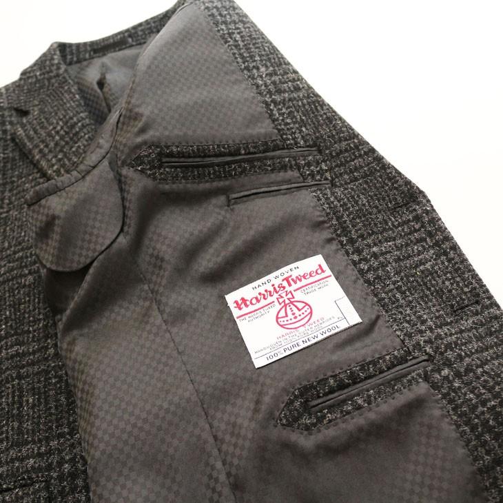 ジャケット テーラード ブレザー ハリスツイード 秋冬 新品 英国  Harris Tweed 濃灰 チャコールグレー 杢 チェック 格子柄  (AB/BB体) NT01-2B | HARRIS TWEED | 08