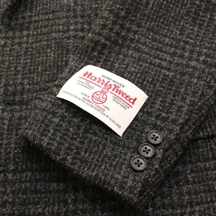 ジャケット テーラード ブレザー ハリスツイード 秋冬 新品 英国  Harris Tweed 濃灰 チャコールグレー 杢 チェック 格子柄  (AB/BB体) NT01-2B | HARRIS TWEED | 09