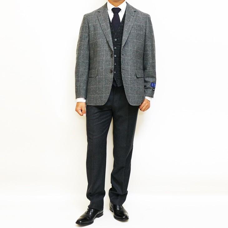 ジャケット テーラード ブレザー 秋冬 新品 スタンリーブラッカー 灰グレー杢 ウインドペン ナチュラル・ストレッチ ２つボタン ジャケット (AB/BB体) |  | 01