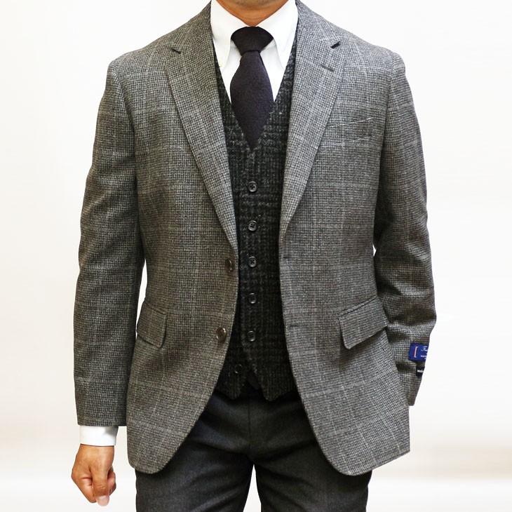 ジャケット テーラード ブレザー 秋冬 新品 スタンリーブラッカー 灰グレー杢 ウインドペン ナチュラル・ストレッチ ２つボタン ジャケット (AB/BB体) |  | 02