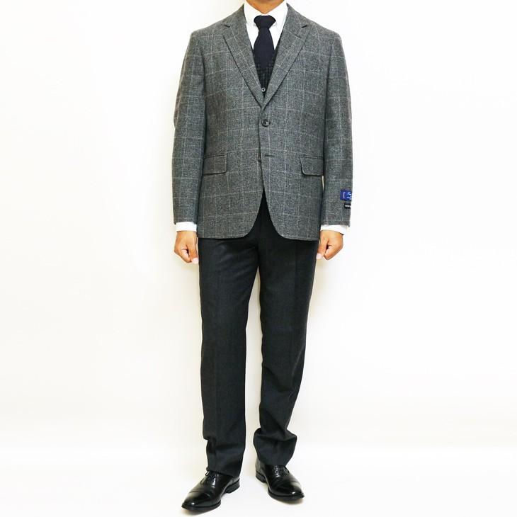 ジャケット テーラード ブレザー 秋冬 新品 スタンリーブラッカー 灰グレー杢 ウインドペン ナチュラル・ストレッチ ２つボタン ジャケット (AB/BB体) |  | 03