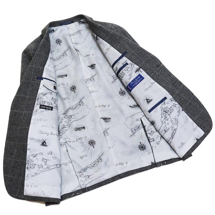 ジャケット テーラード ブレザー 秋冬 新品 スタンリーブラッカー 灰グレー杢 ウインドペン ナチュラル・ストレッチ ２つボタン ジャケット (AB/BB体) |  | 06