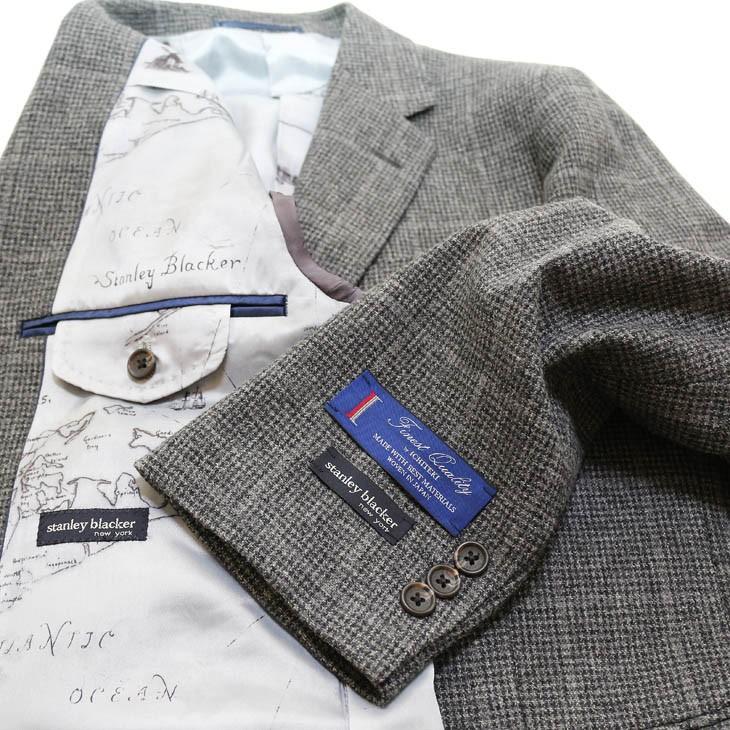 ジャケット テーラード ブレザー 秋冬 新品 スタンリーブラッカー 灰グレー杢 ウインドペン ナチュラル・ストレッチ ２つボタン ジャケット (AB/BB体) |  | 08